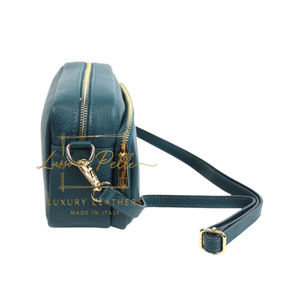 Double Zip Genuine Italian Leather Handbag