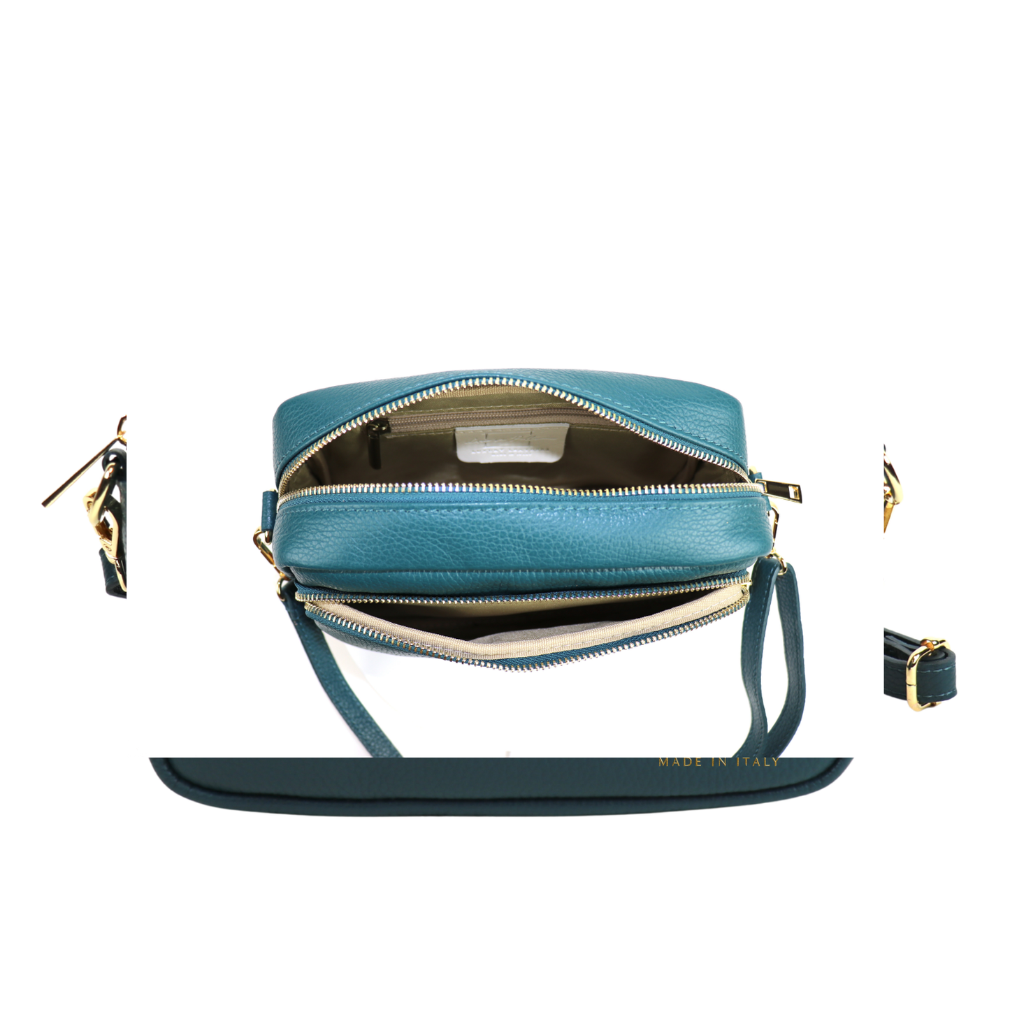 Double Zip Genuine Italian Leather Handbag