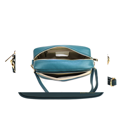 Double Zip Genuine Italian Leather Handbag