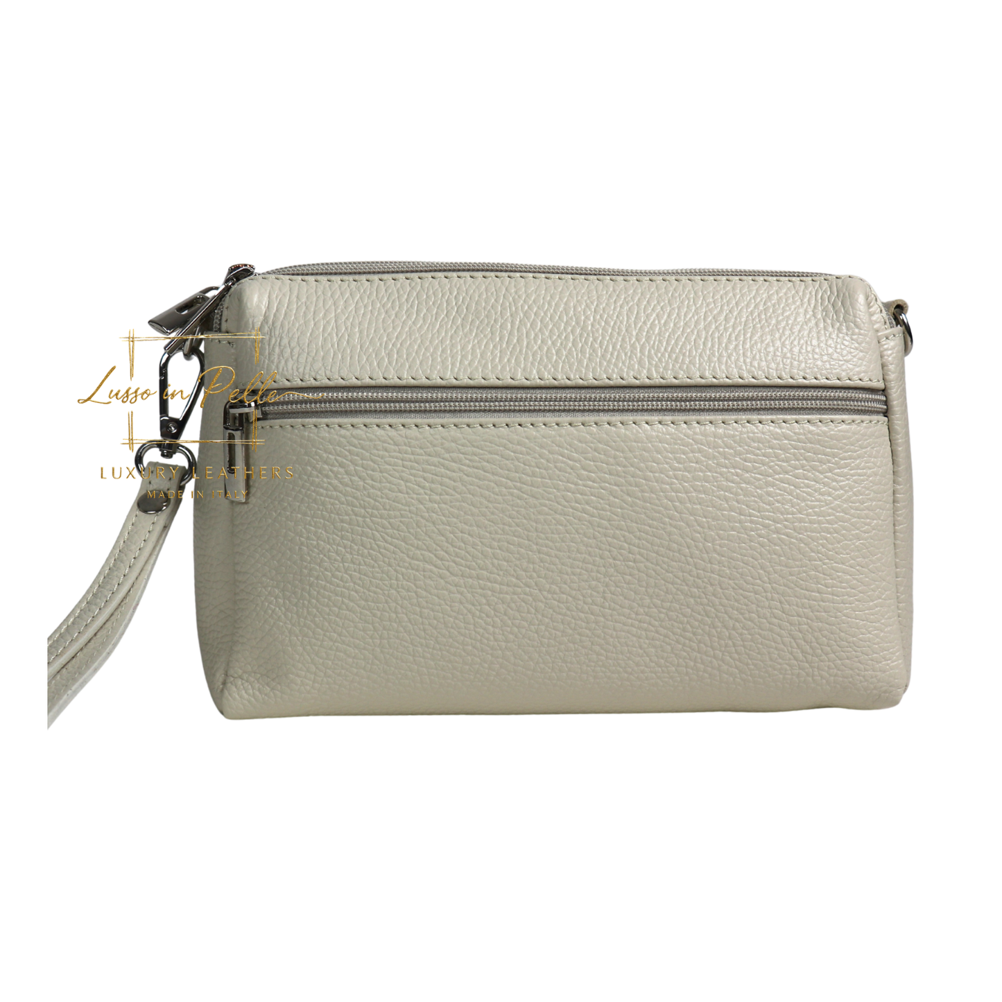 Italian Genuine Leather Multi Zip Crossbody Shoulder Bag