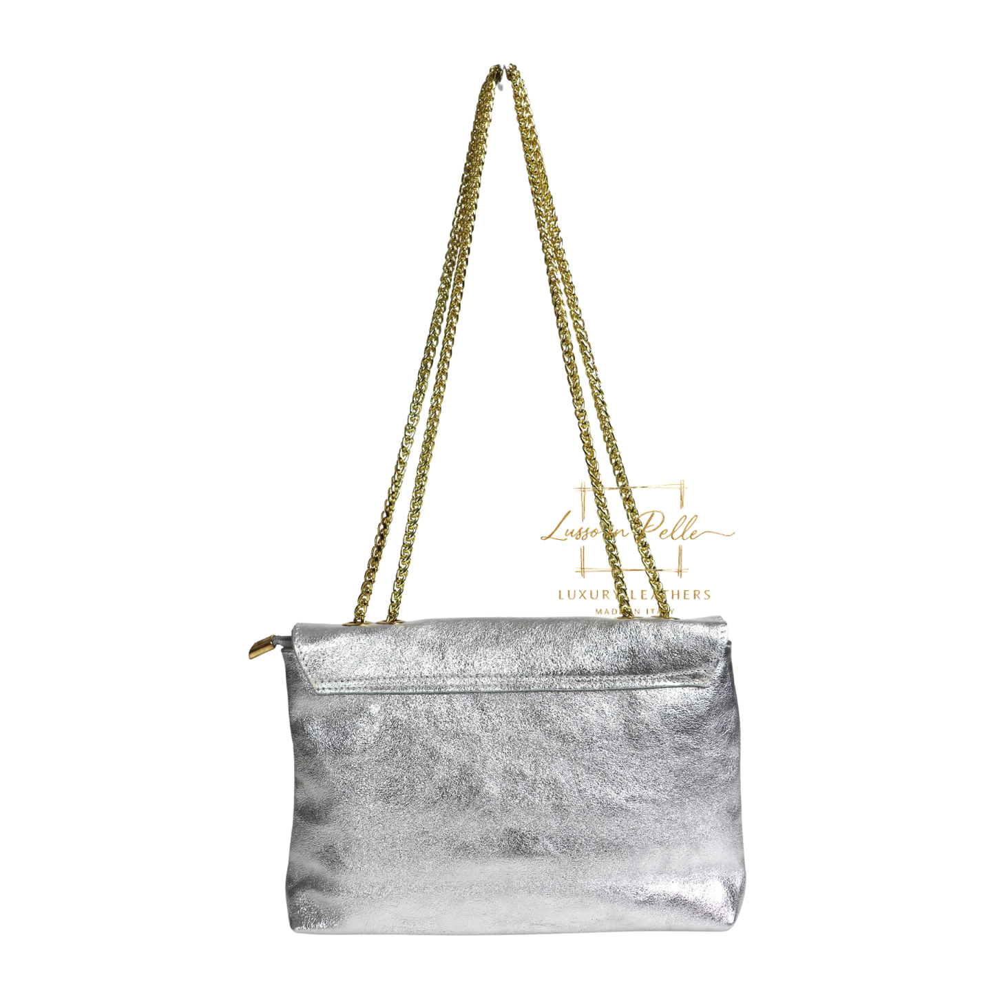 Italian Genuine Leather Scalloped Flap Chain Shoulder Bag