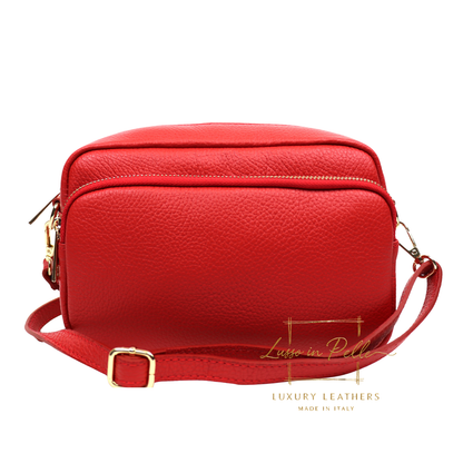 Double Zip Genuine Italian Leather Handbag