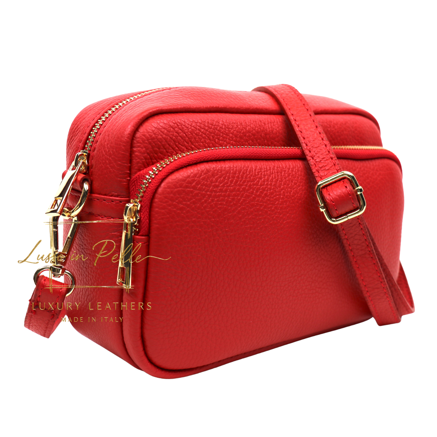 Double Zip Genuine Italian Leather Handbag
