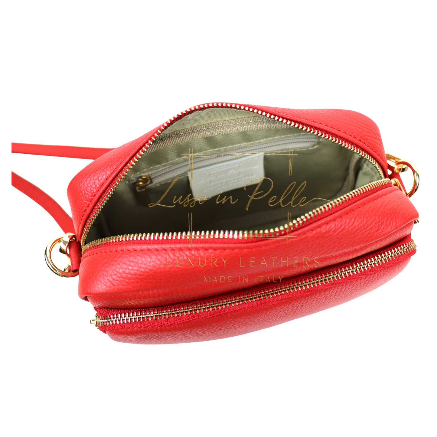 Double Zip Genuine Italian Leather Handbag