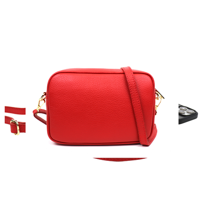 Double Zip Genuine Italian Leather Handbag