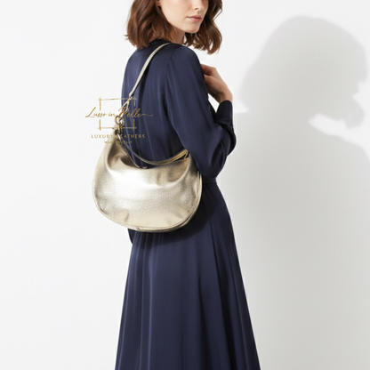 Grain Leather Half Moon Shoulder & Crossbody Bag