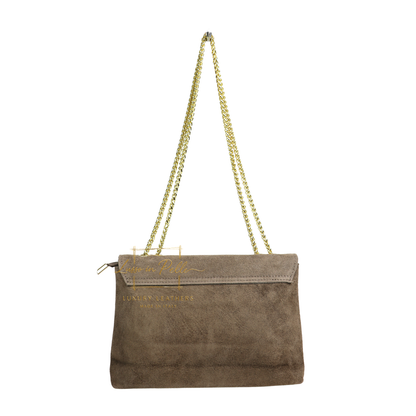 Italian Genuine Leather Scalloped Flap Chain Shoulder Bag