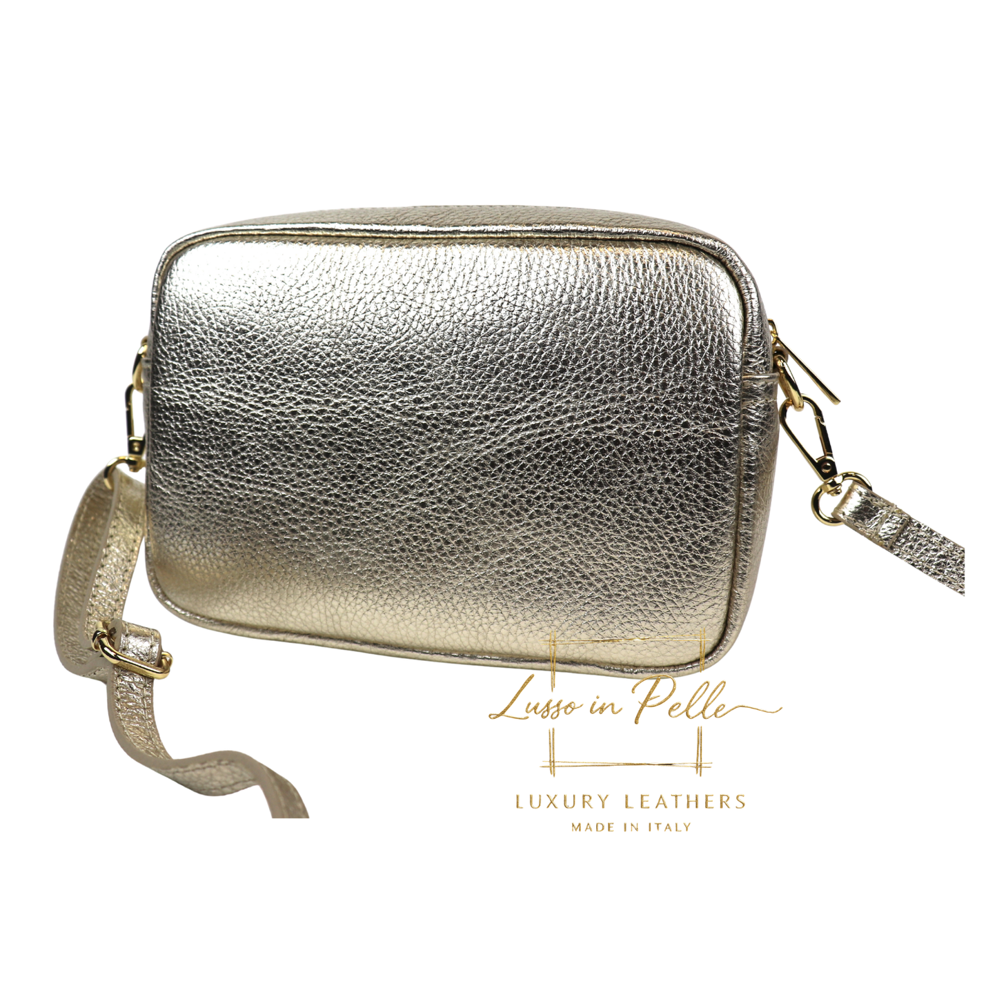 Double Zip Genuine Italian Leather Handbag