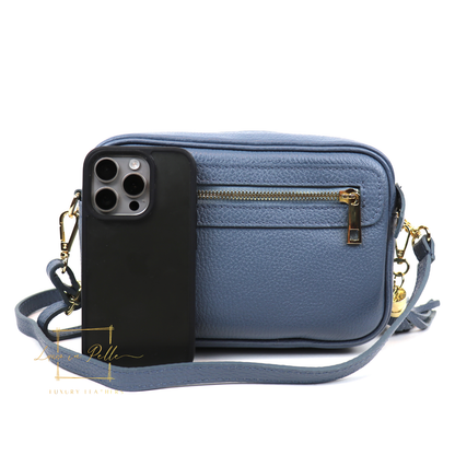 Bella Genuine Italian Pebbled Leather Box Bag