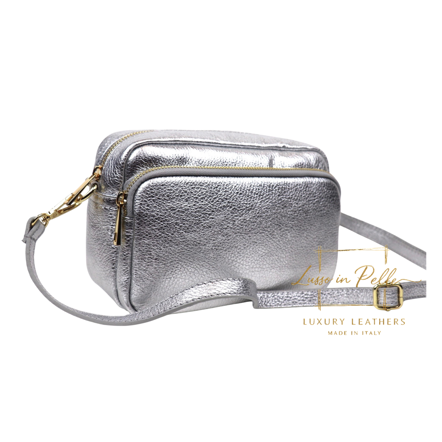 Double Zip Genuine Italian Leather Handbag