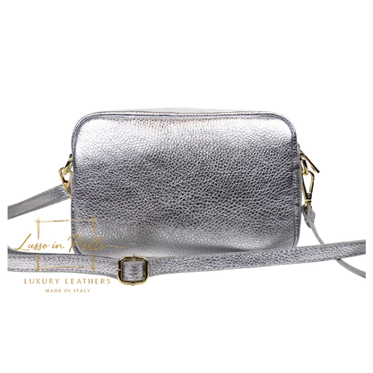Double Zip Genuine Italian Leather Handbag