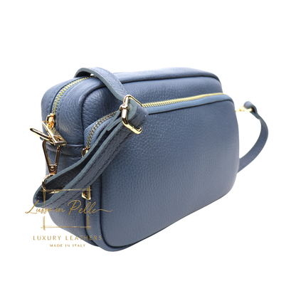 Double Zip Genuine Italian Leather Handbag