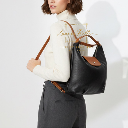 Grain Leather Two-Way Backpack & Crossbody