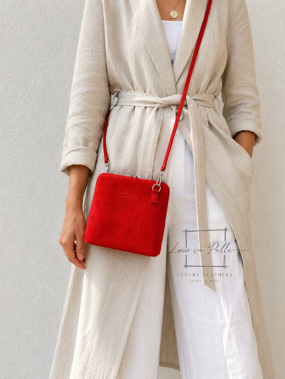 Ella Small Square Suede Crossbody Bag with Detachable Straps