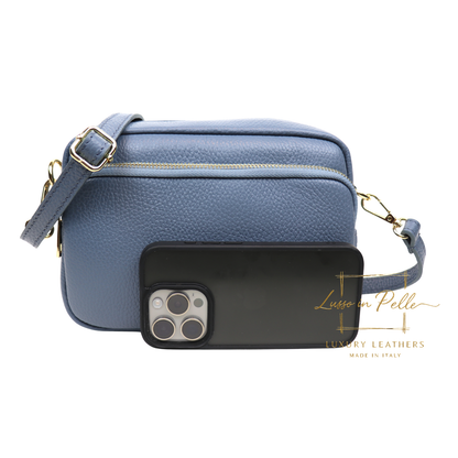 Double Zip Genuine Italian Leather Handbag