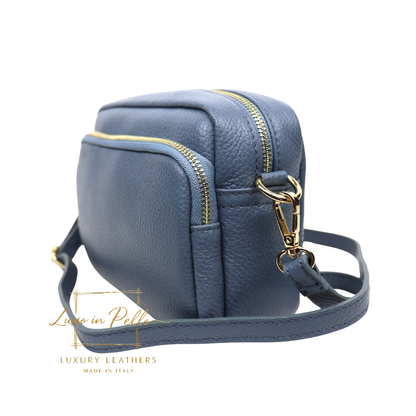 Double Zip Genuine Italian Leather Handbag