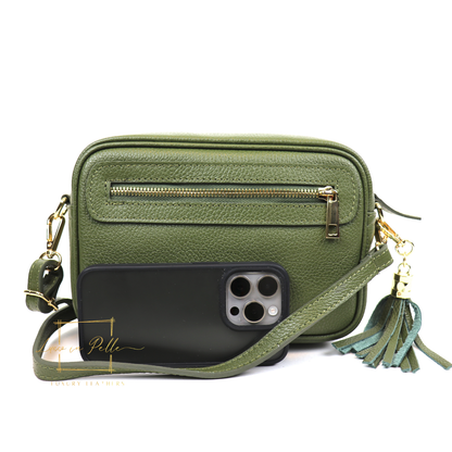 Bella Genuine Italian Pebbled Leather Box Bag