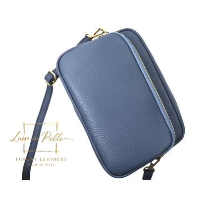 Double Zip Genuine Italian Leather Handbag