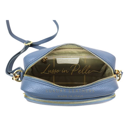 Double Zip Genuine Italian Leather Handbag