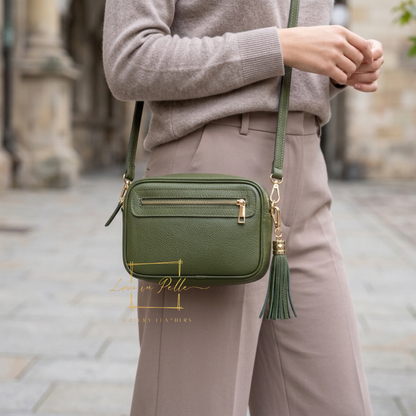 Bella Genuine Italian Pebbled Leather Box Bag