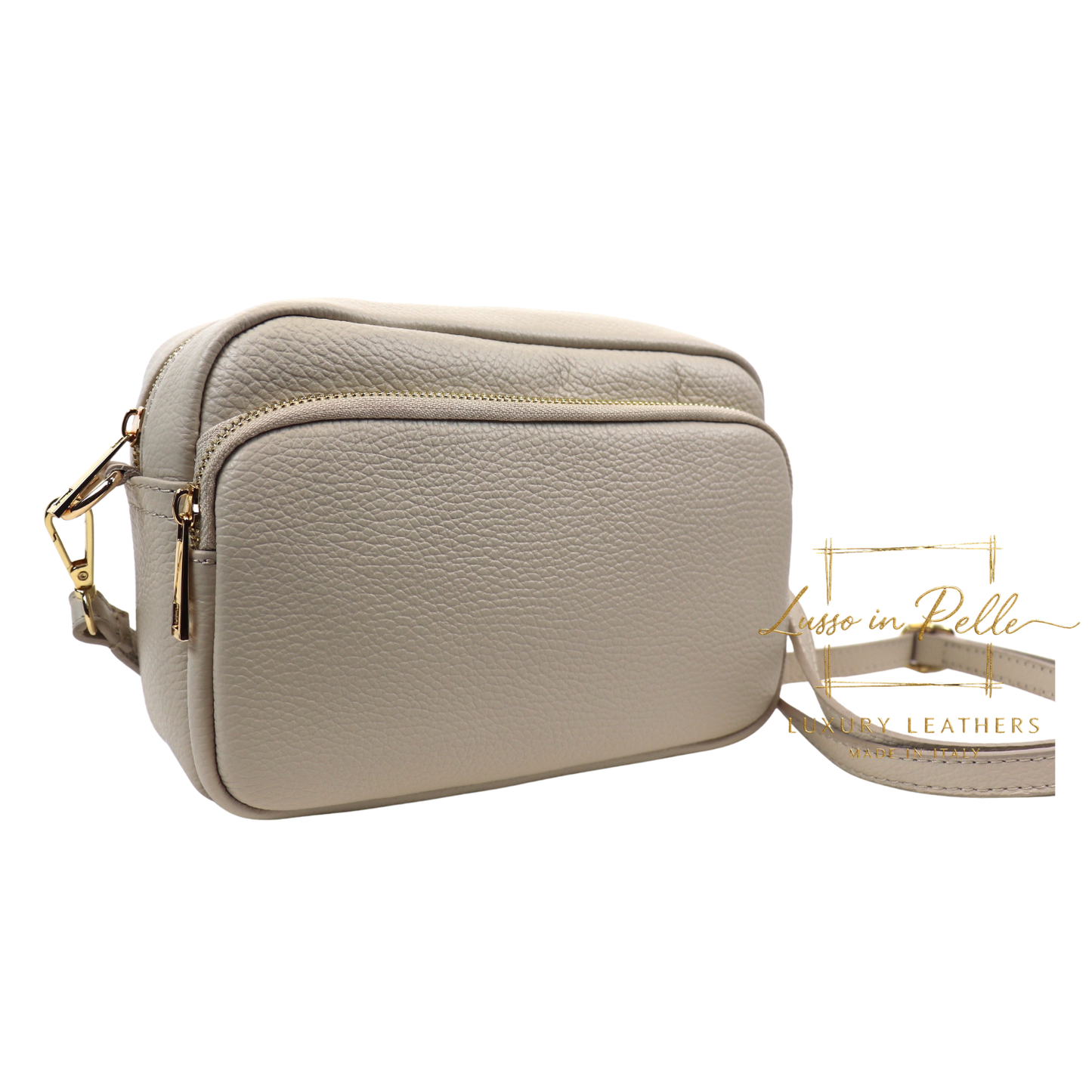 Double Zip Genuine Italian Leather Handbag