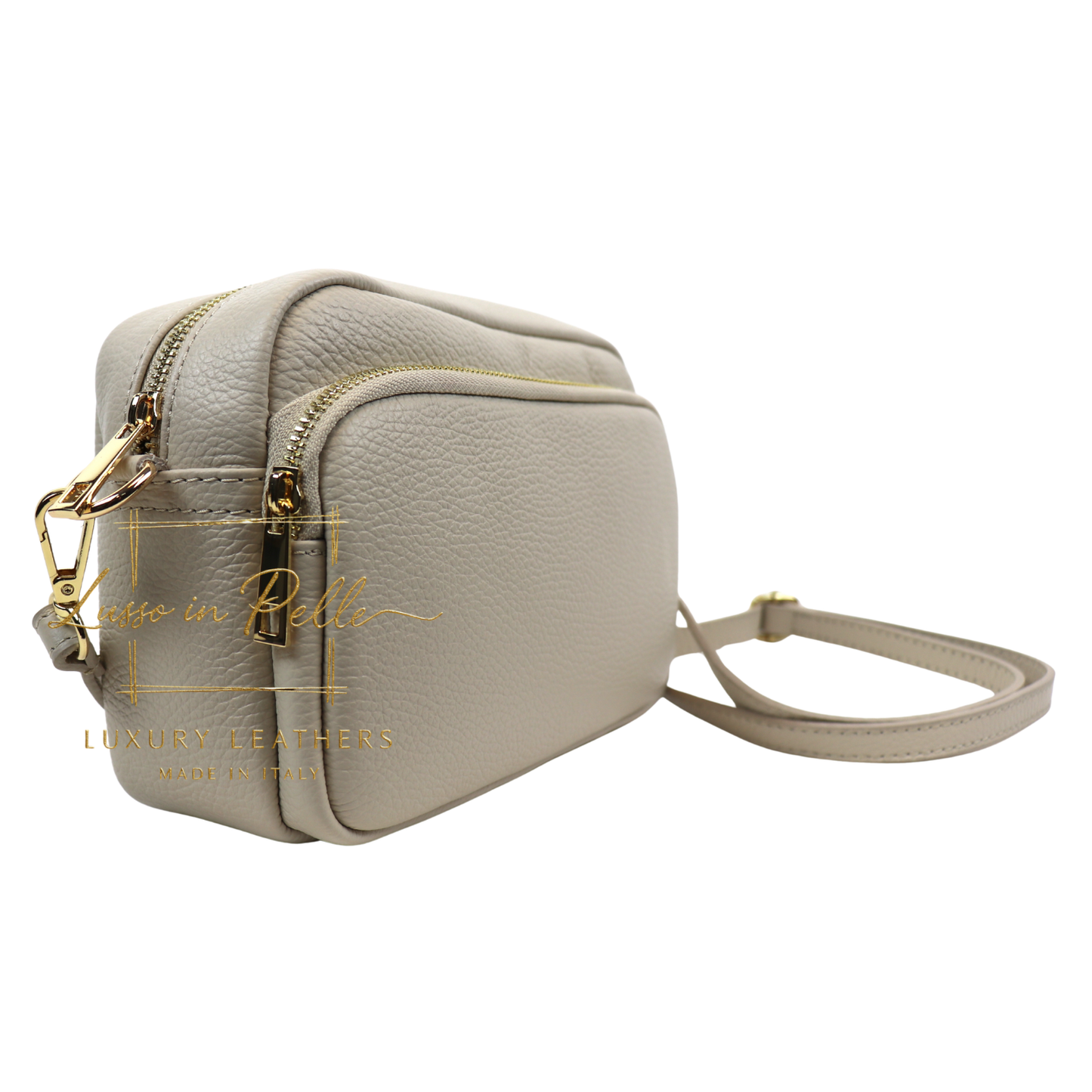 Double Zip Genuine Italian Leather Handbag