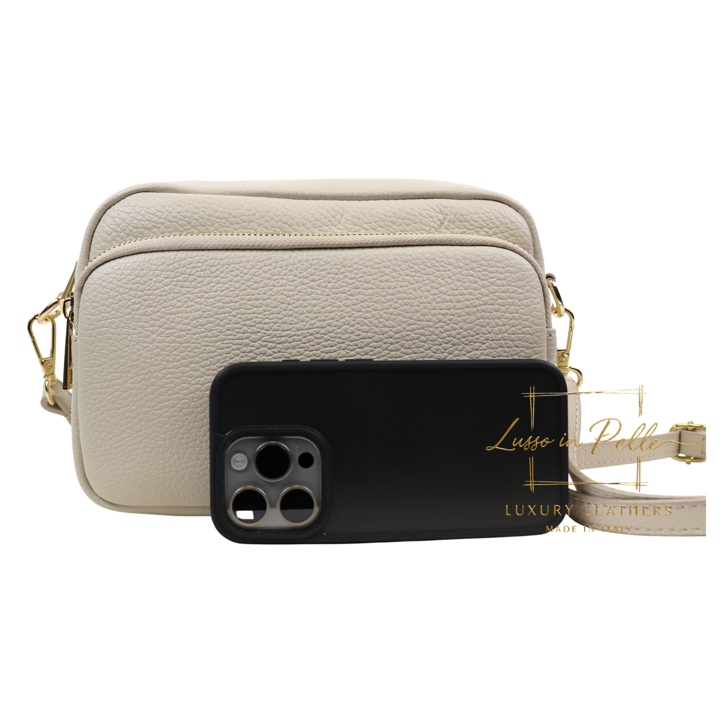 Double Zip Genuine Italian Leather Handbag