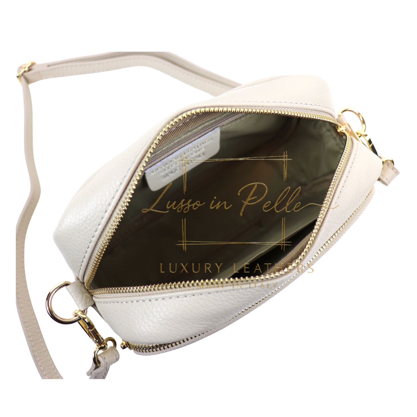 Double Zip Genuine Italian Leather Handbag