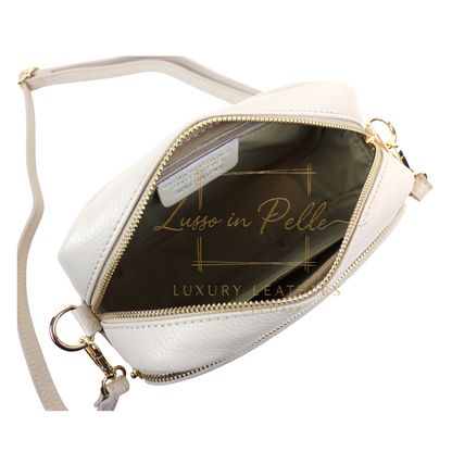 Double Zip Genuine Italian Leather Handbag