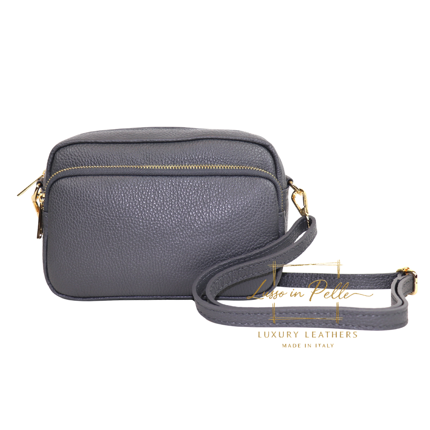Double Zip Genuine Italian Leather Handbag