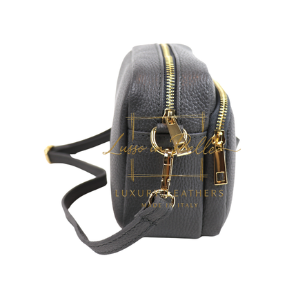 Double Zip Genuine Italian Leather Handbag