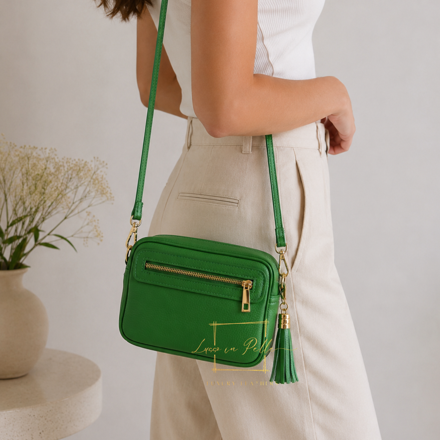 Bella Genuine Italian Pebbled Leather Box Bag