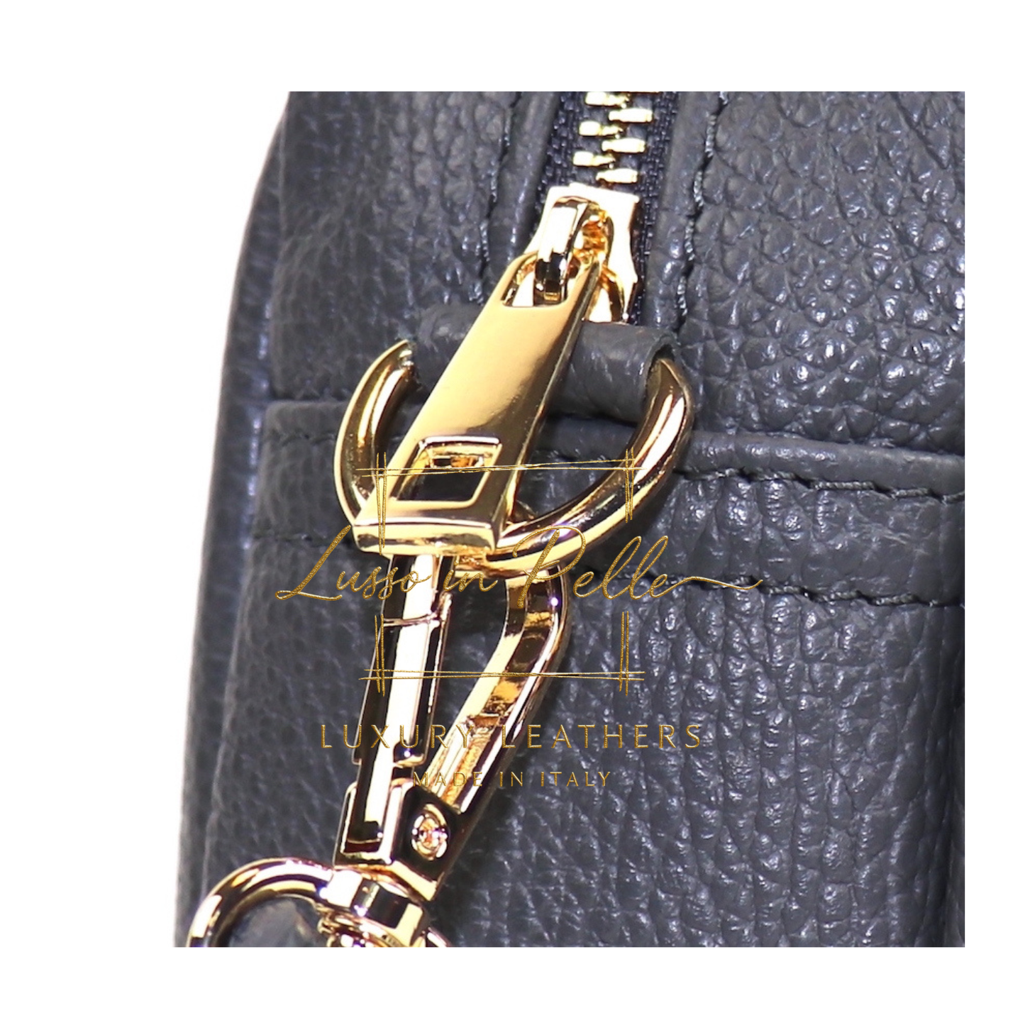 Double Zip Genuine Italian Leather Handbag