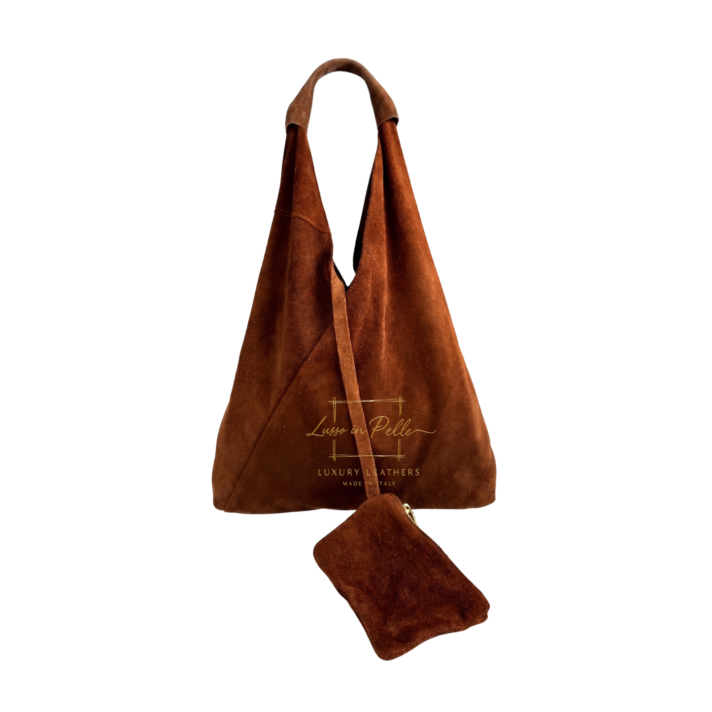 Genuine Suede Hobo Shoulder Bag with Matching Coin Pouch