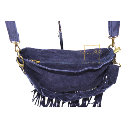 Marina Suede Shoulder & Crossbody Bag with Fringe