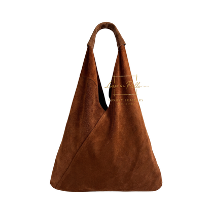 Genuine Suede Hobo Shoulder Bag with Matching Coin Pouch