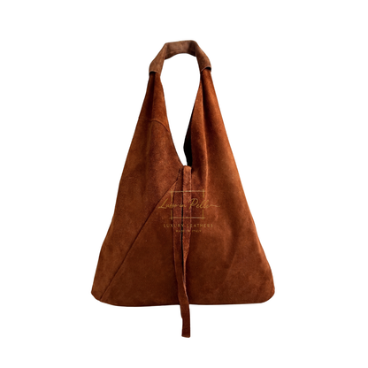 Genuine Suede Hobo Shoulder Bag with Matching Coin Pouch