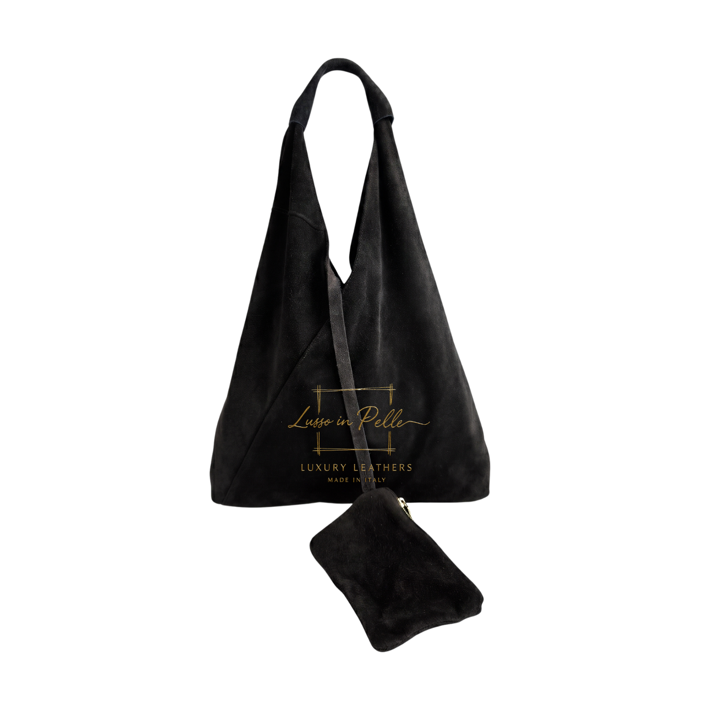 Genuine Suede Hobo Shoulder Bag with Matching Coin Pouch