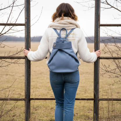 Fold-over Pebbled Leather Backpack