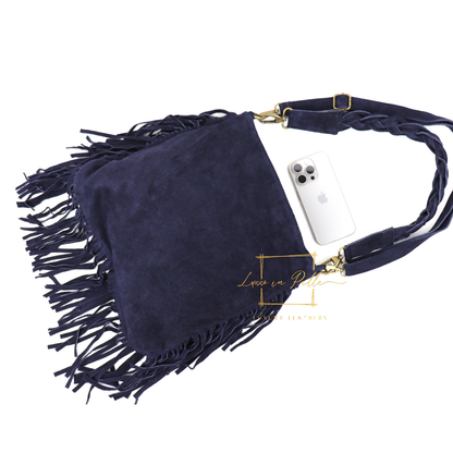Marina Suede Shoulder & Crossbody Bag with Fringe