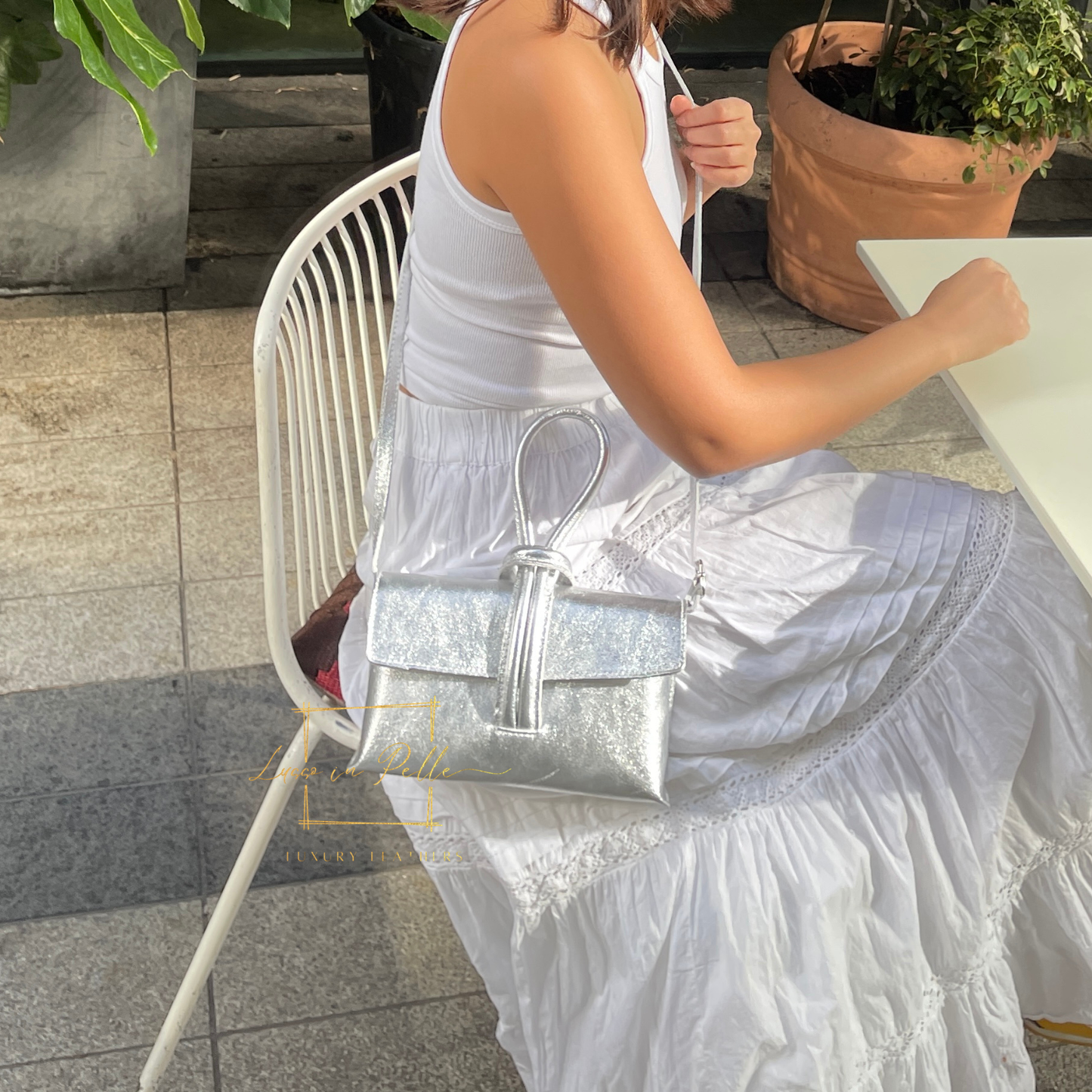 Rose Italian Versatile Leather Bag - Wrist Bag - Clutch Bag