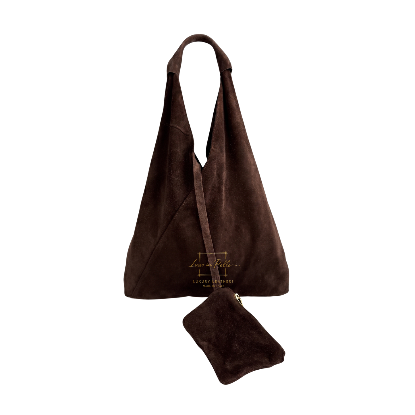 Genuine Suede Hobo Shoulder Bag with Matching Coin Pouch