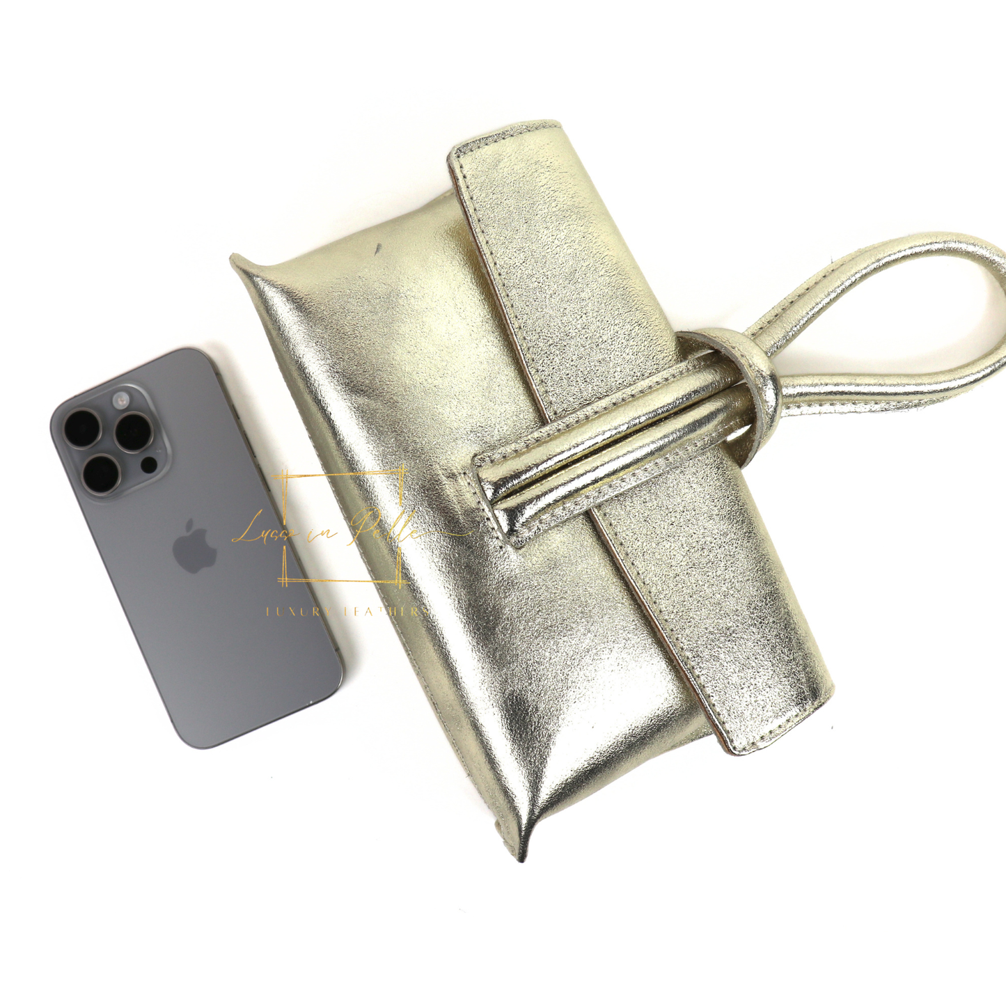 Rose Italian Versatile Leather Bag - Wrist Bag - Clutch Bag