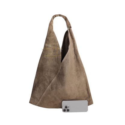 Genuine Suede Hobo Shoulder Bag with Matching Coin Pouch