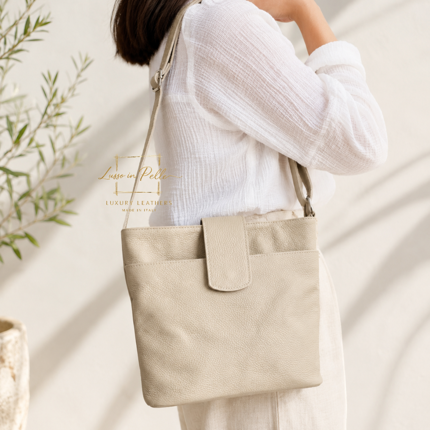 Italian Leather Shoulder/Crossbody Bag with Adjustable Straps