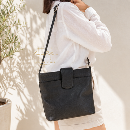Italian Leather Shoulder/Crossbody Bag with Adjustable Straps