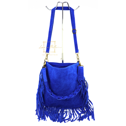 Marina Suede Shoulder & Crossbody Bag with Fringe