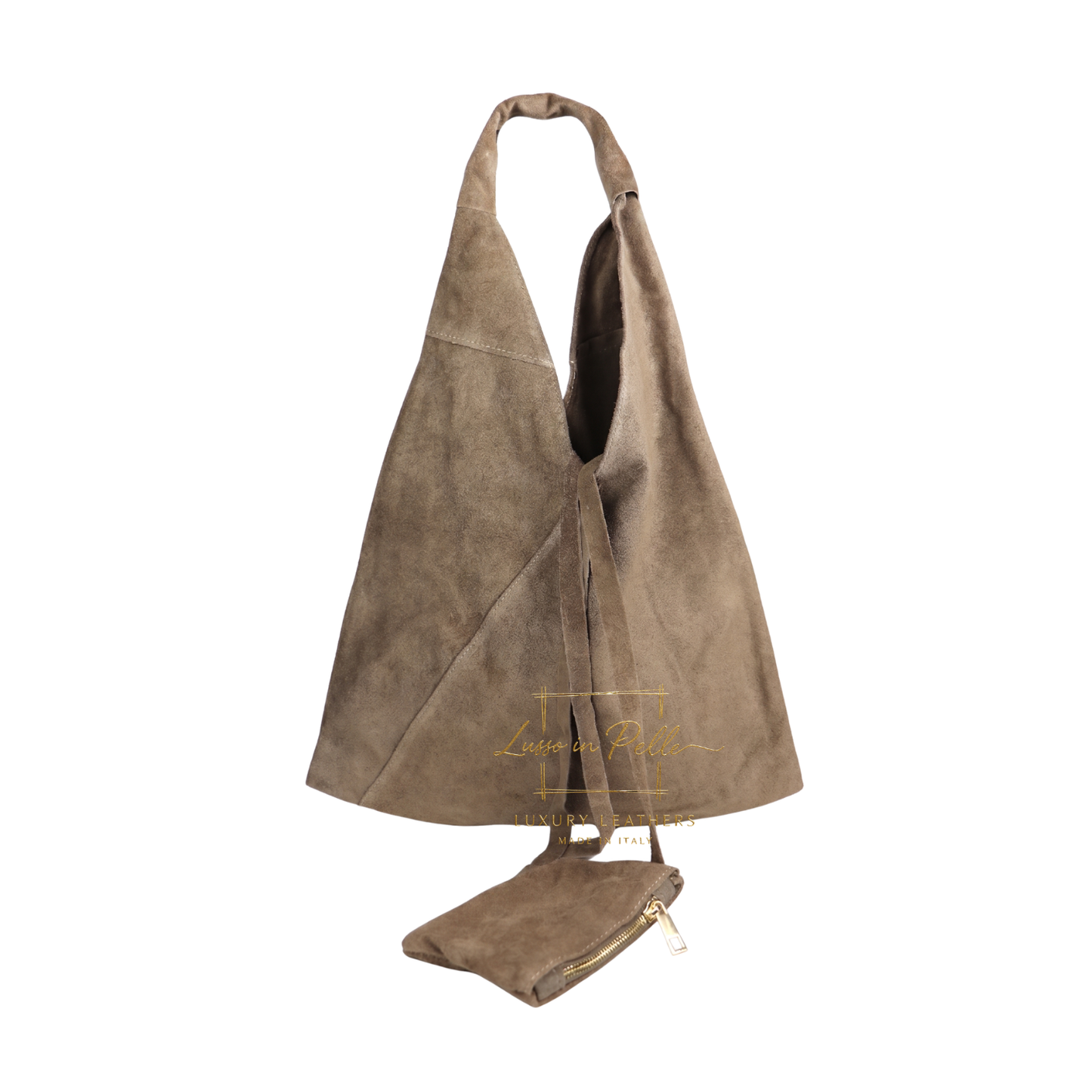 Genuine Suede Hobo Shoulder Bag with Matching Coin Pouch