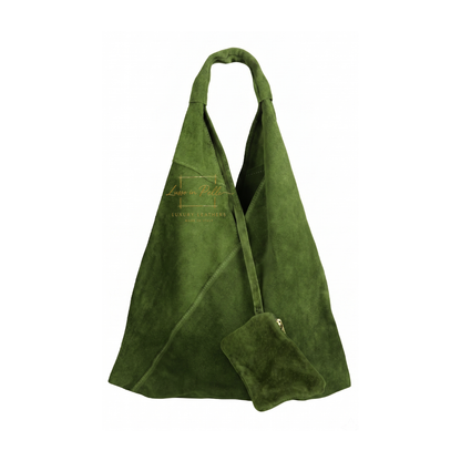 Genuine Suede Hobo Shoulder Bag with Matching Coin Pouch
