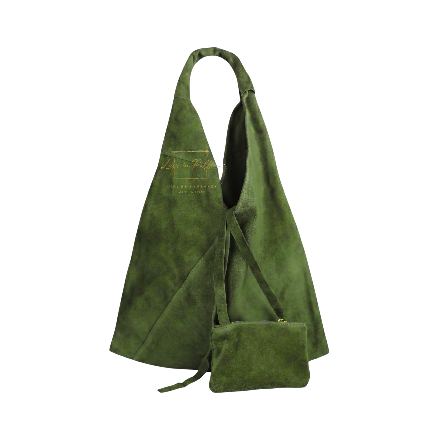 Genuine Suede Hobo Shoulder Bag with Matching Coin Pouch